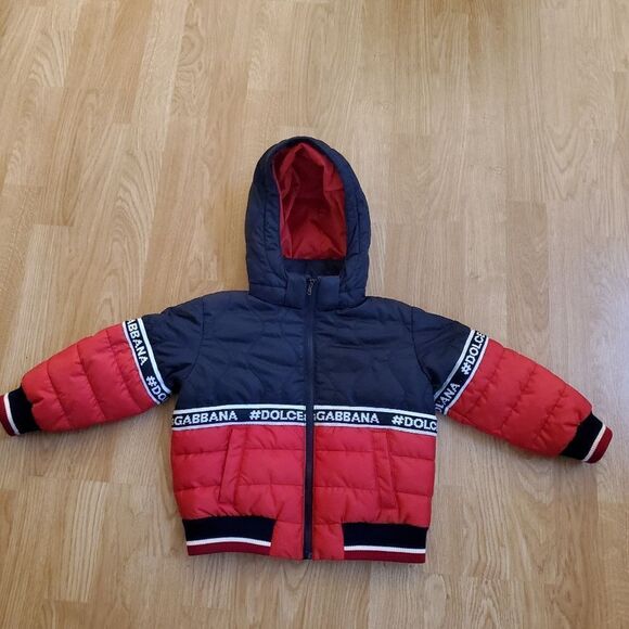 Dolce & Gabbana Kids Down Puffer Jacket - size 2 in Navy/Red - Picture 6 of 16